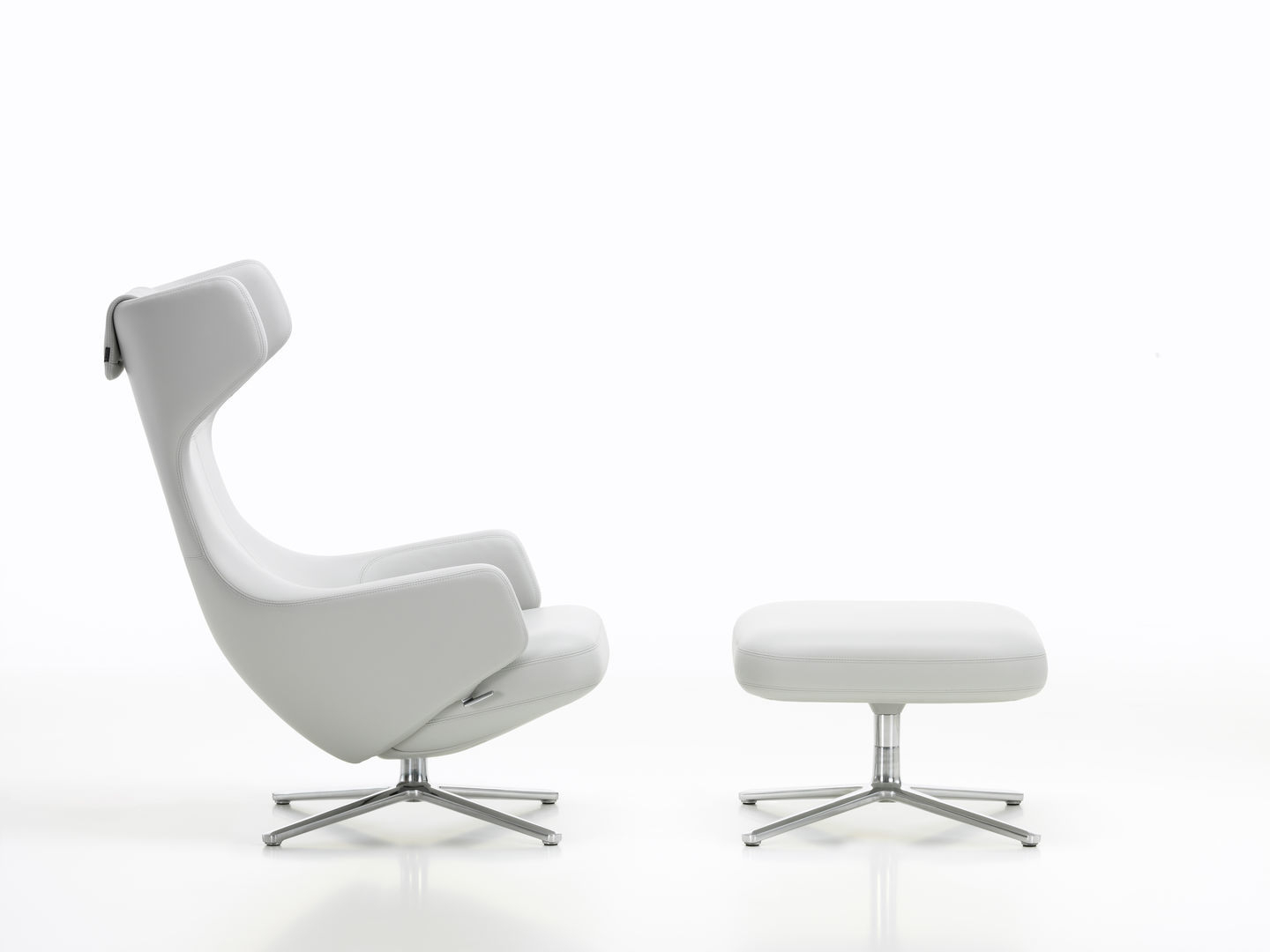 Grand Repos Sessel  + Ottoman Vitra Poliert  Cosy Classic grey
