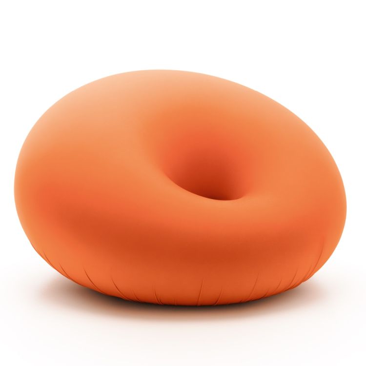 Orangefarbener Detecma Sessel von Gufram: Modernes Designmöbel für Wohnzimmer und Lounge, bequemer Sitzsack.