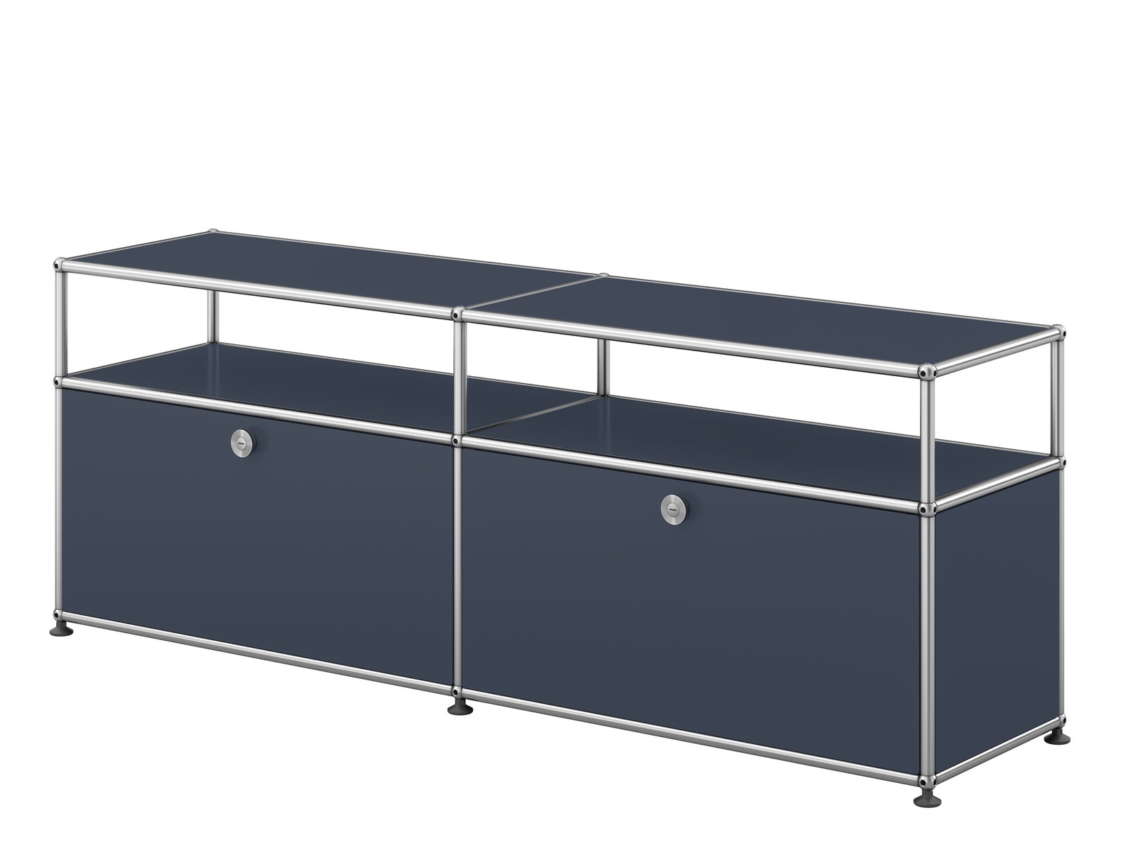 USM Haller Sideboard in Anthrazitgrau, modernes TV- und Hi-Fi-Möbel mit zwei abschließbaren Fächern.