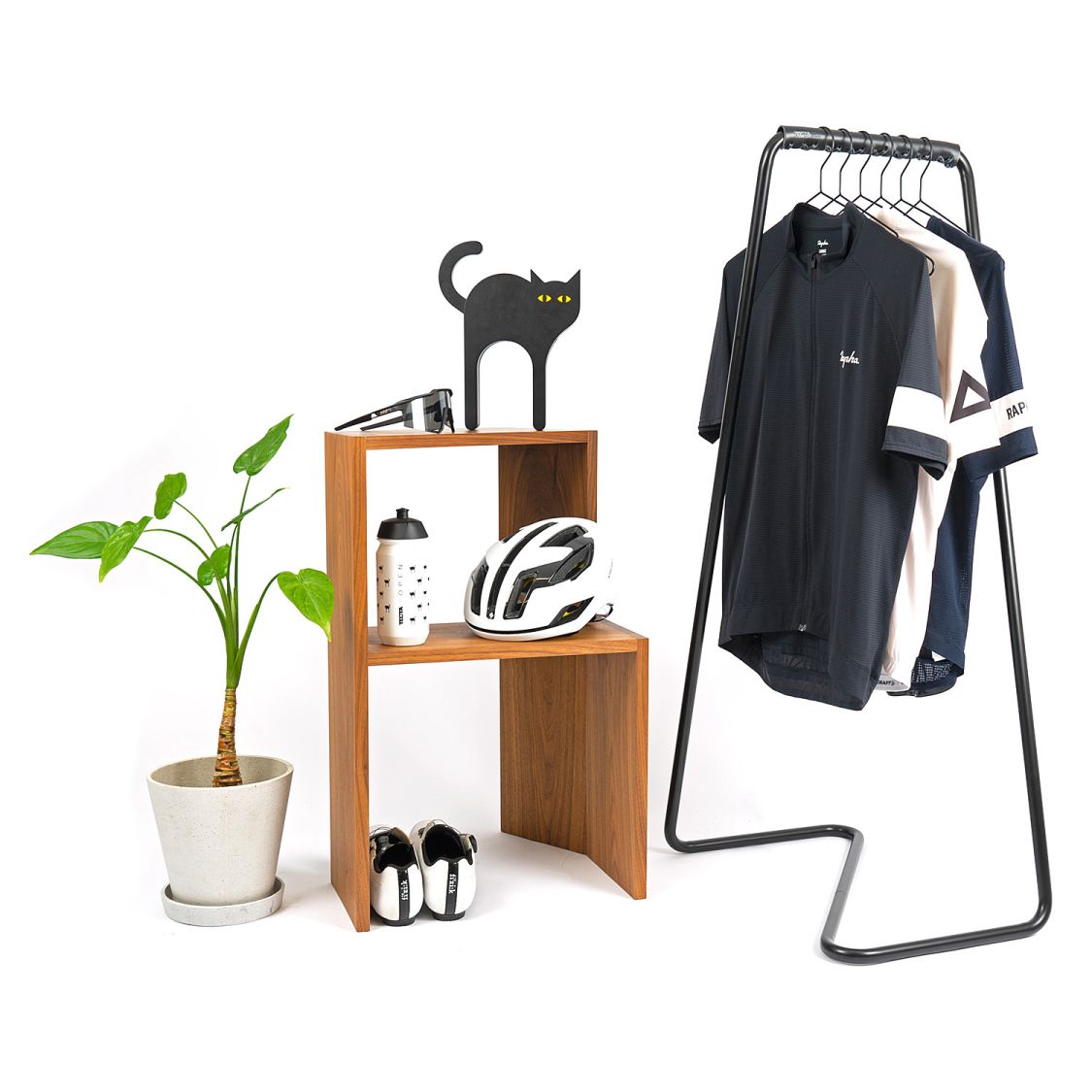 Z10 Fahrrad- und Garderobenständer verchromt mit Manschette in Cognac Tecta