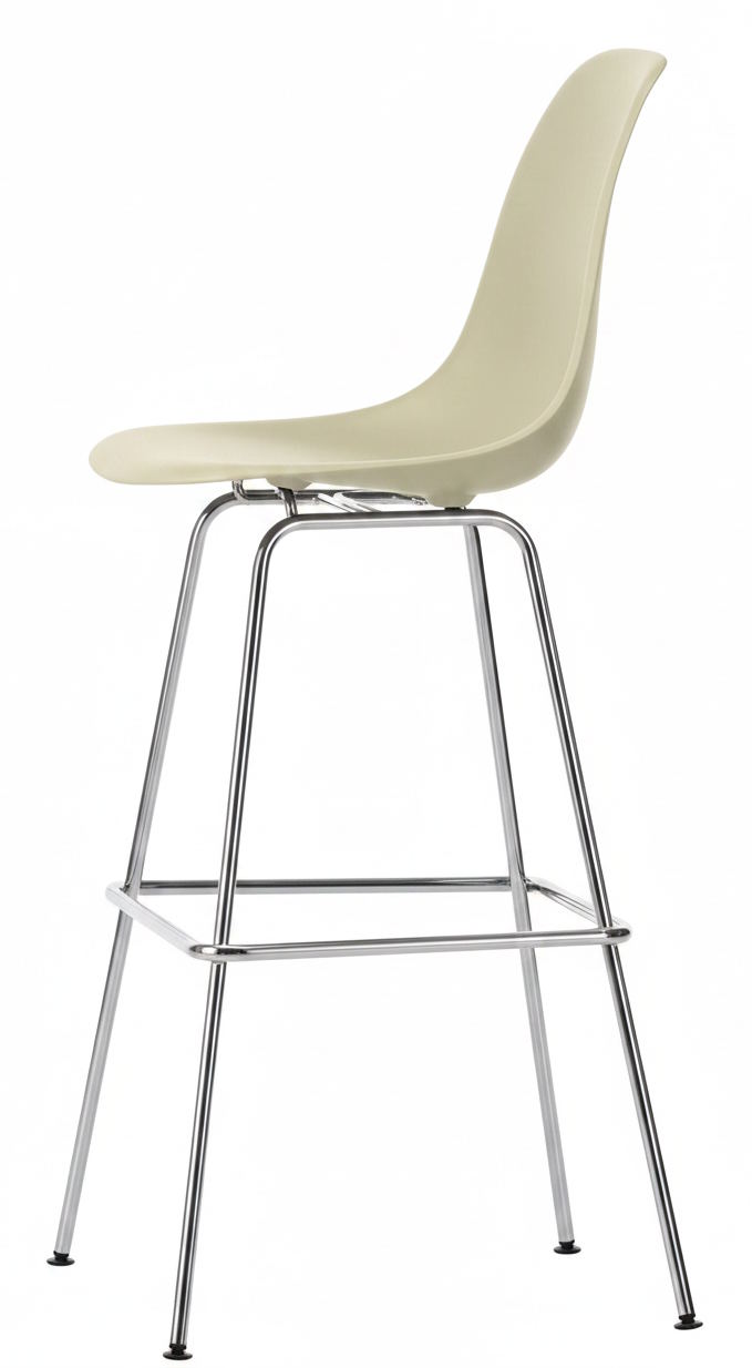 Eames Plastic Bar Stool Barhocker High KIESELSTEIN / GNLANZCHROM Vitra EINZELSTÜCK