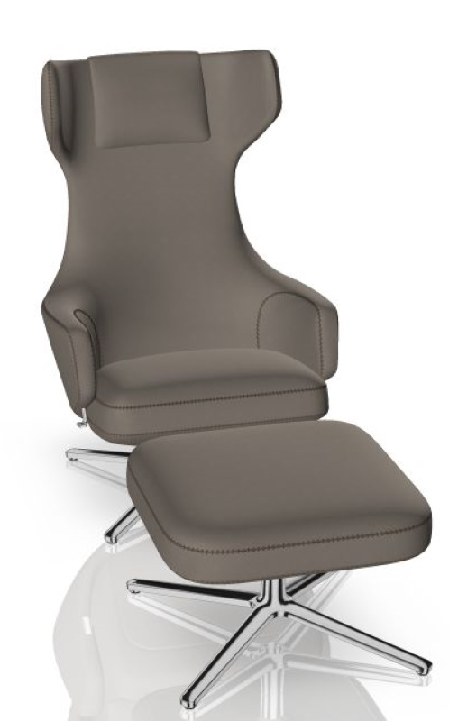 Grand Repos Sessel  + Ottoman Vitra Poliert  Cosy Fossil