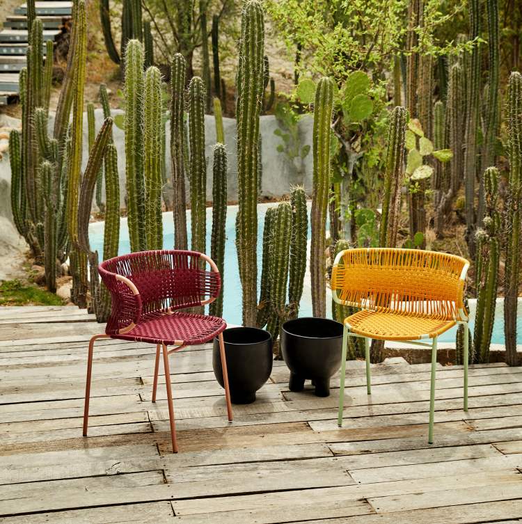 Cielo Stacking Armchair Stapelbarer Armlehnstuhl Outdoor ames  Olive grün - Pastell grün