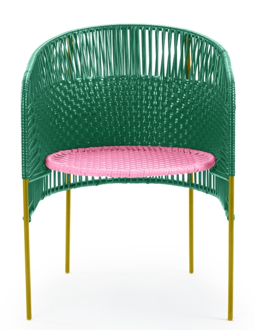Caribe Dining Chair Stuhl Outdoor ames Smaragdgrün / Kaugummirosa / Currygelb