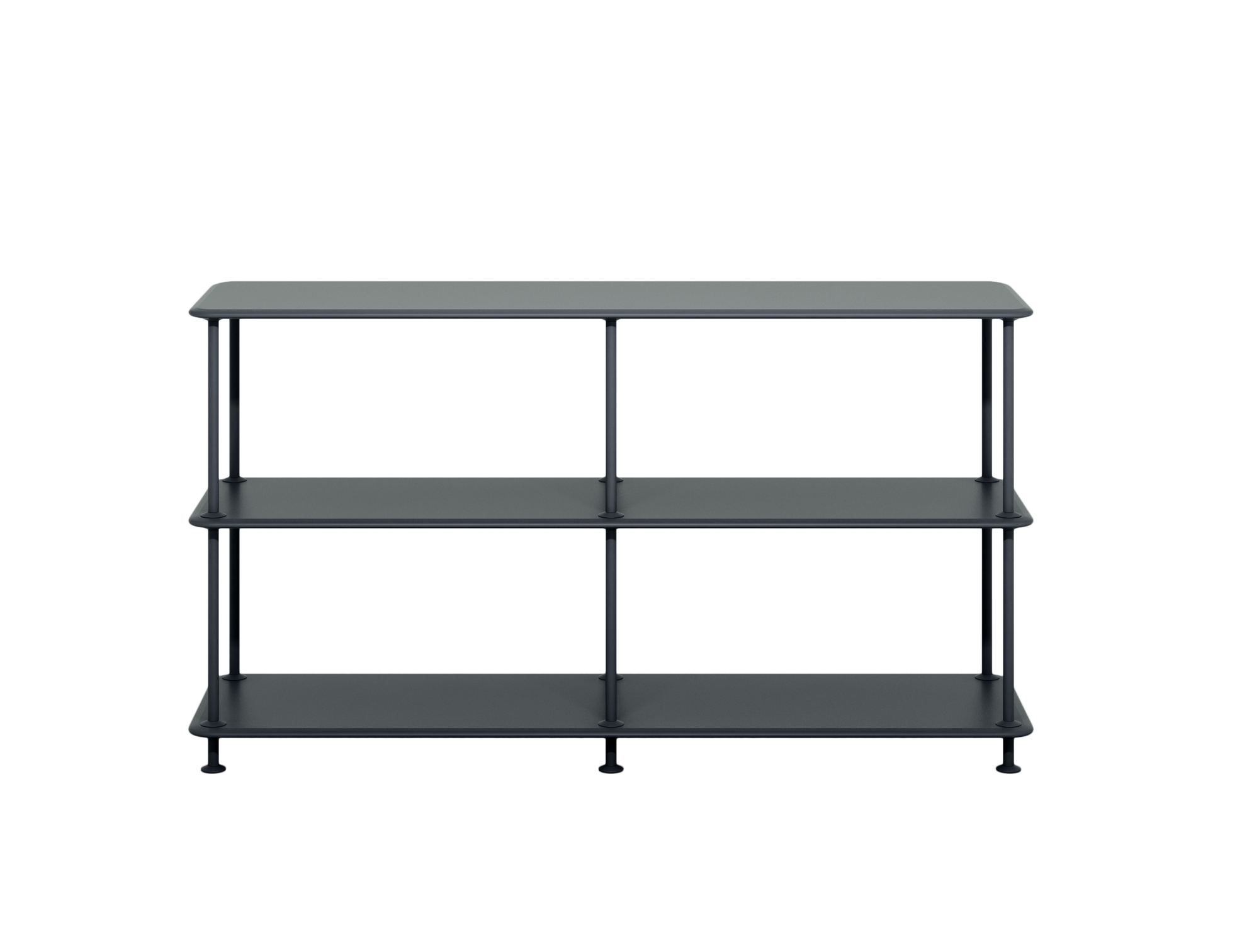 Schwarzes Montana Free Regal mit drei Ebenen, modernes Design für Wohnzimmer und Büro.