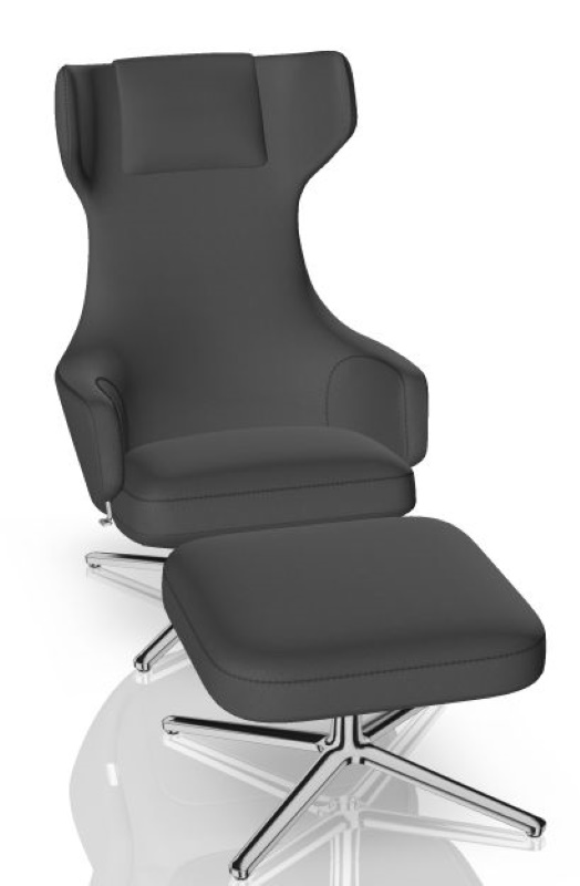 Grand Repos Sessel  + Ottoman Vitra Poliert  Cosy Classic grey