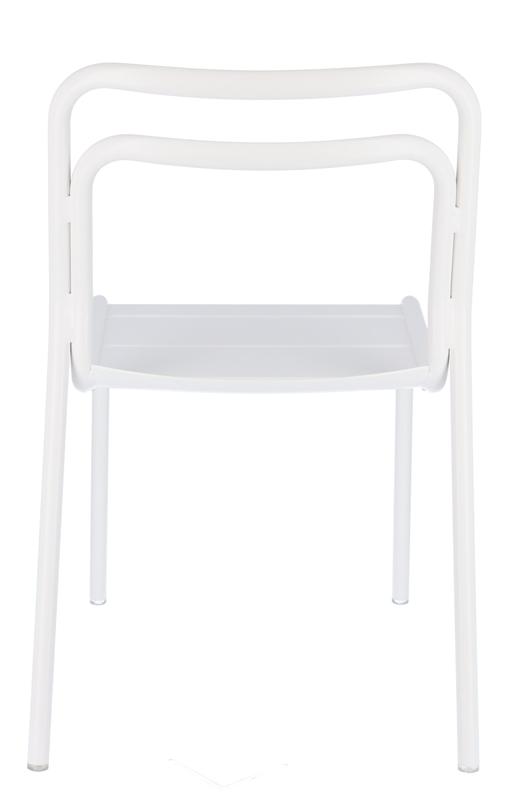 Weißer Stapelstuhl für den Außenbereich, Jan Kurtz Design, minimalistisch und modern.