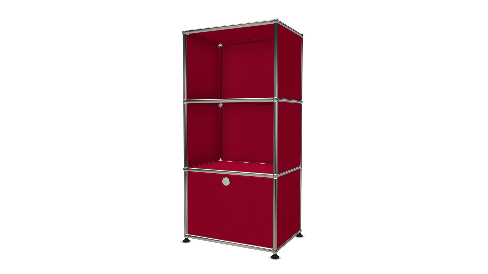 USM Haller Regal mit einer Ausziehtür rot