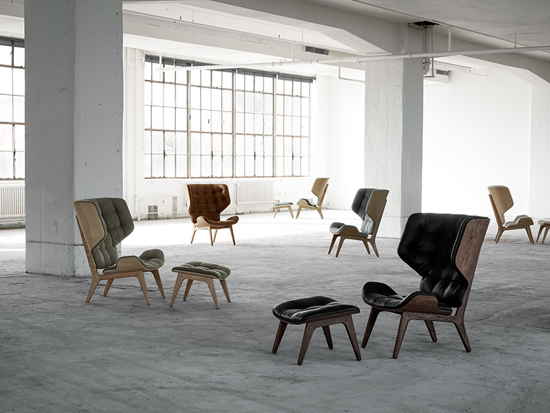 Mammoth Chair Sessel Lederbezug NORR11-Eiche schwarz Dunes Leder Dunkel braun