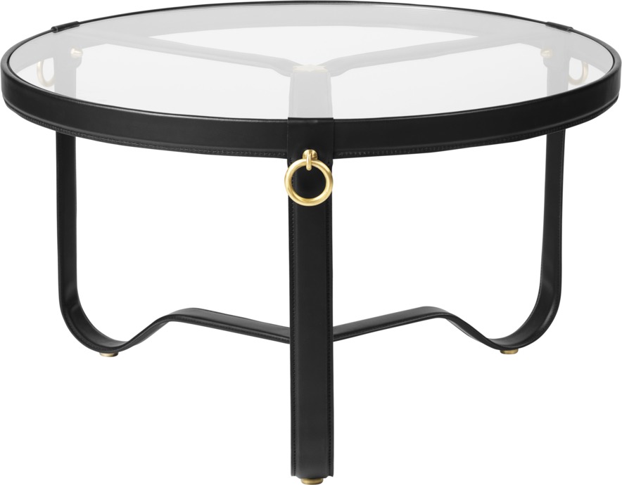 Adnet Coffee Table Couchtisch Schwarzes Leder Gubi