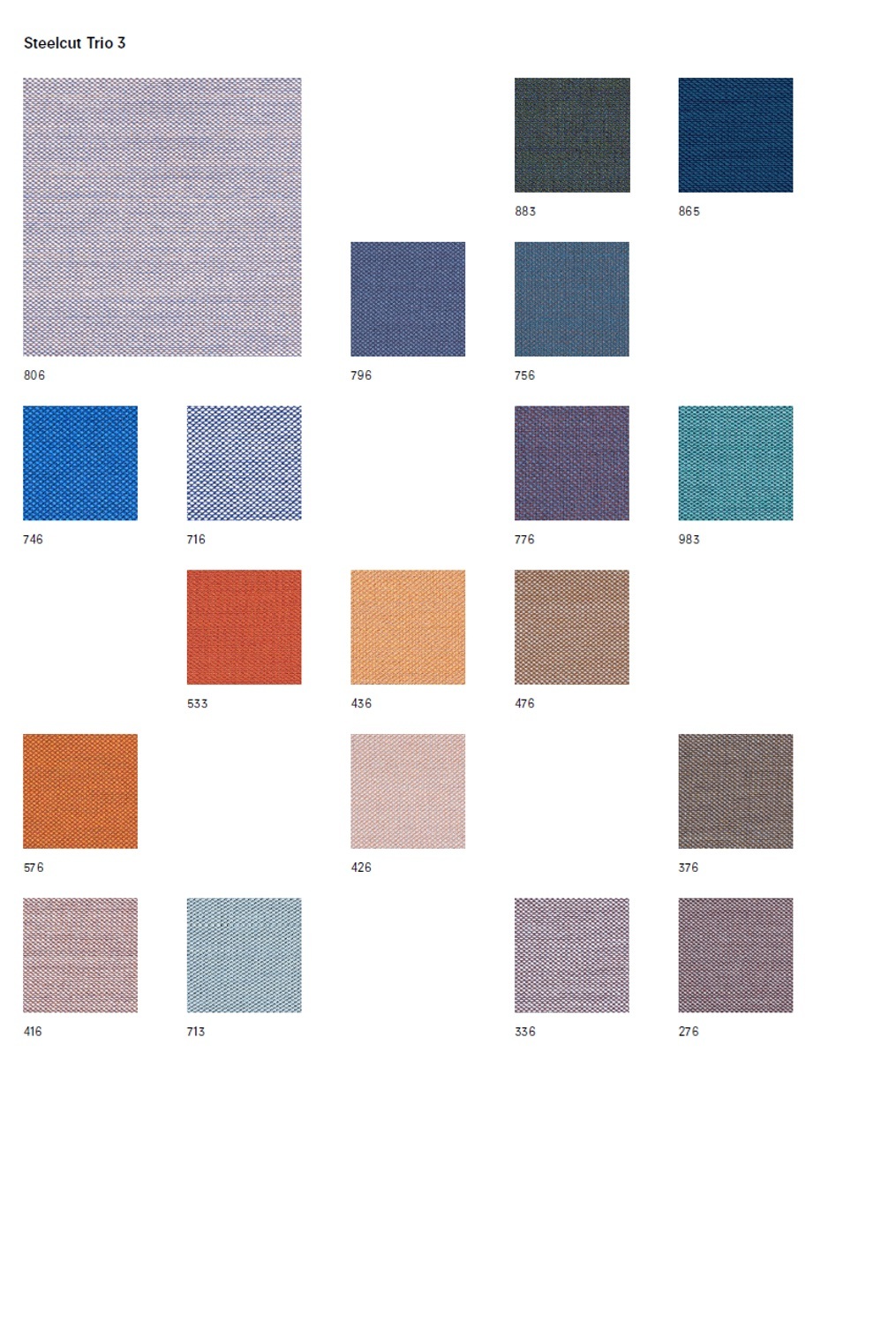 Stoffmusterkarte Steelcut Trio Kvadrat