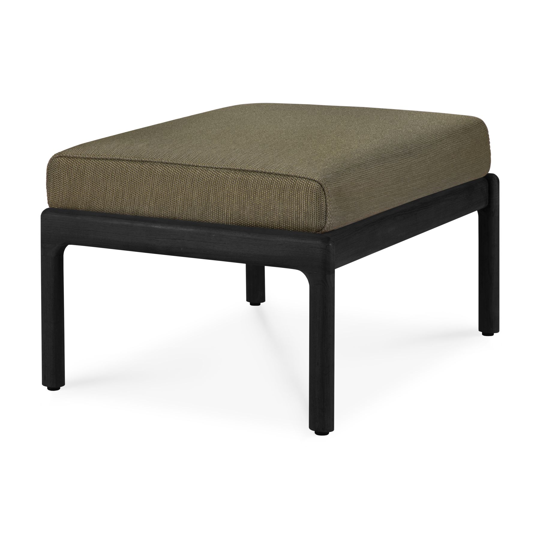 Jack Outdoor Polsterhocker Teak Schwarz grüner Stoff Ethnicraft