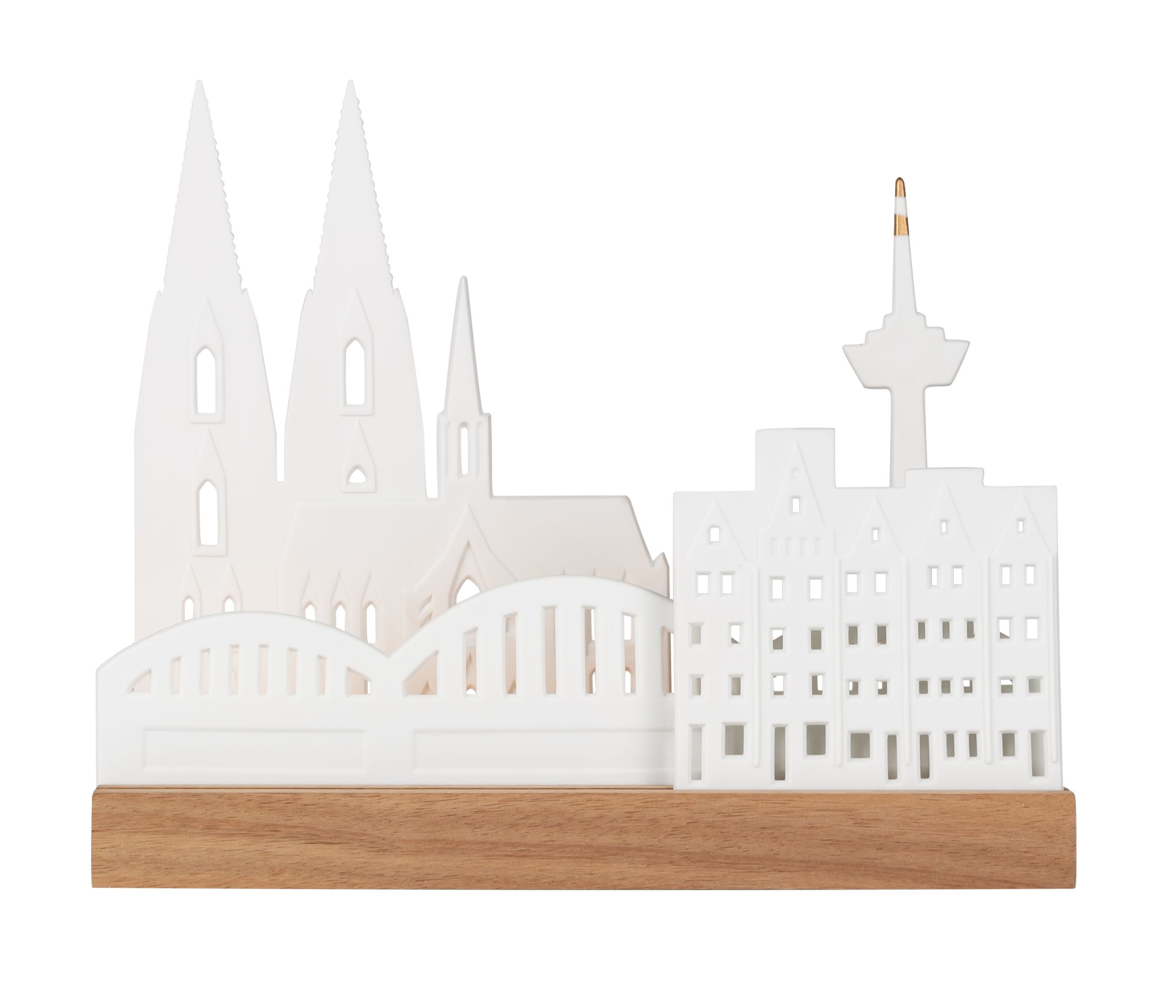 Lichtobjekt Stadtsilhouette Köln Räder