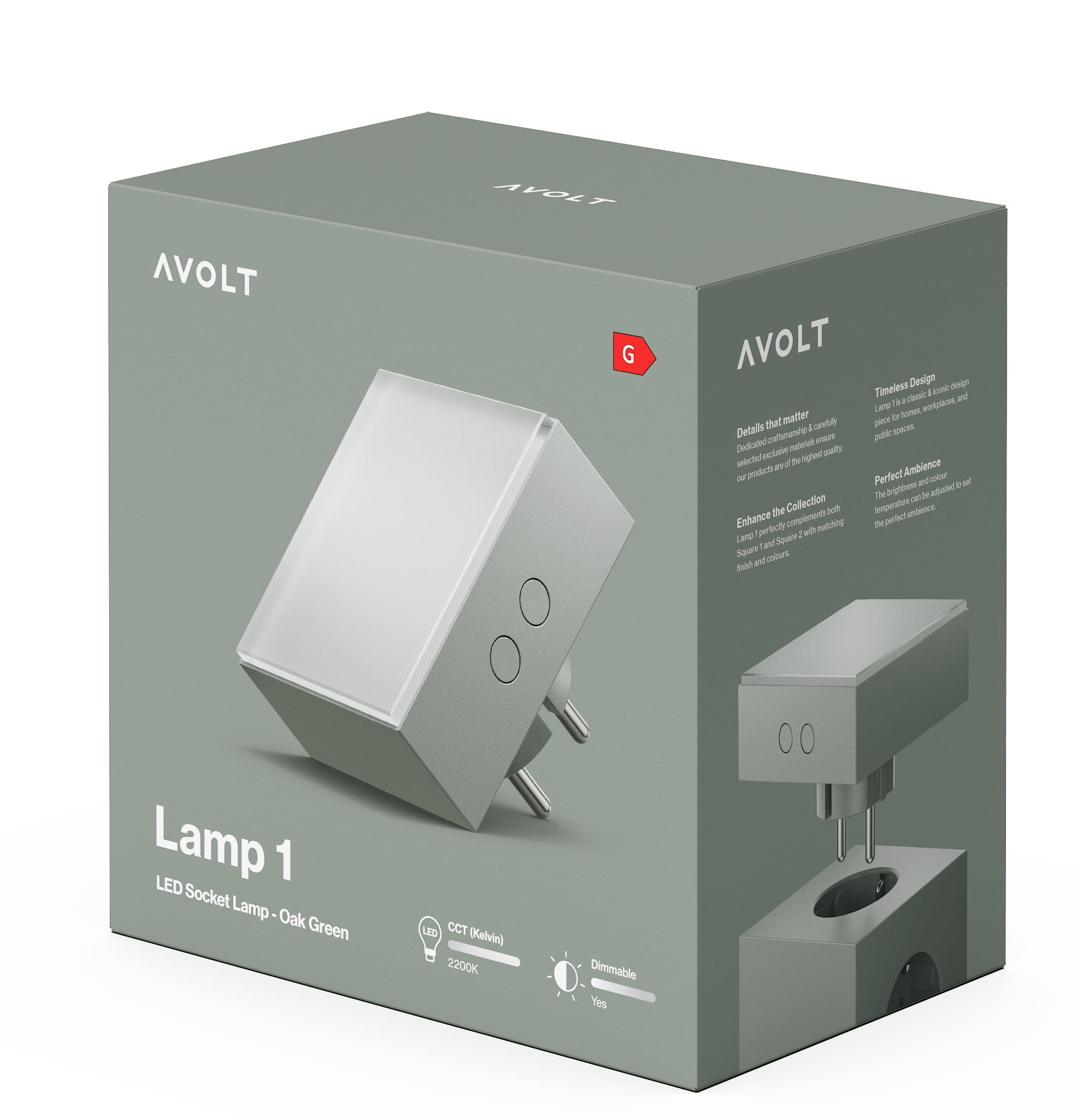 Lamp 1 LED Socket Light Licht dfp Design Eiche grün