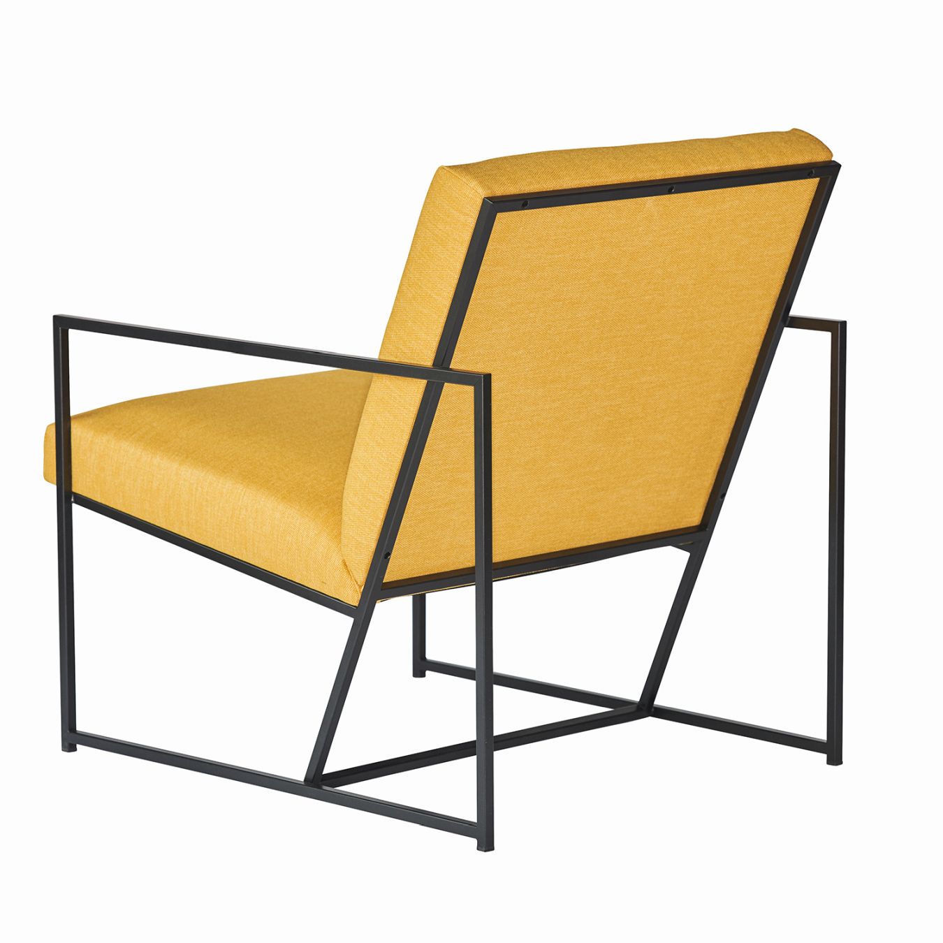 Gelber Sessel von Jan Kurtz mit schwarzem Metallgestell, moderner Design Sessel.