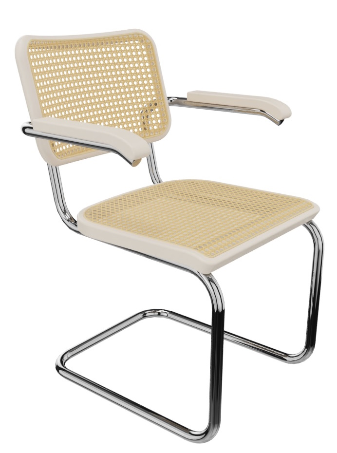 S 64 V Stahlrohr Klassiker Freischwinger CHROM / BUCHE WEISS LASIERT Thonet EINZELSTÜCK