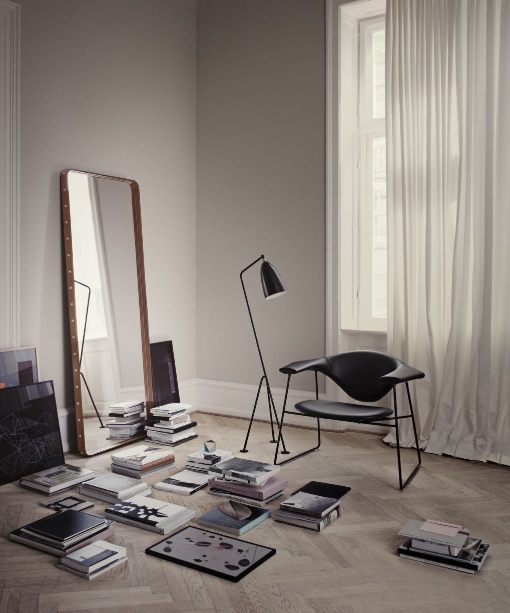 Adnet Rectangular Spiegel Large Braunes Leder Gubi