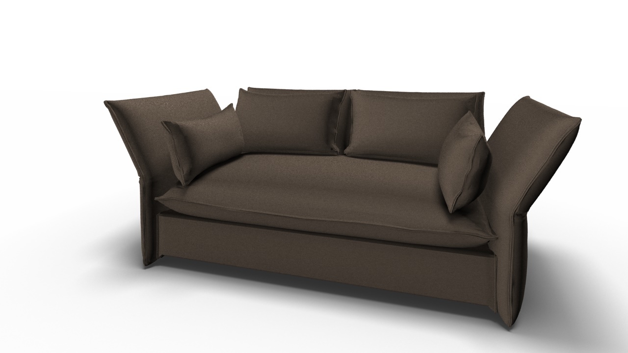 Mariposa Sofa, 2-Sitzer, hellbraun von Vitra. Modernes Sofa mit Kissen und verstellbaren Armlehnen.
