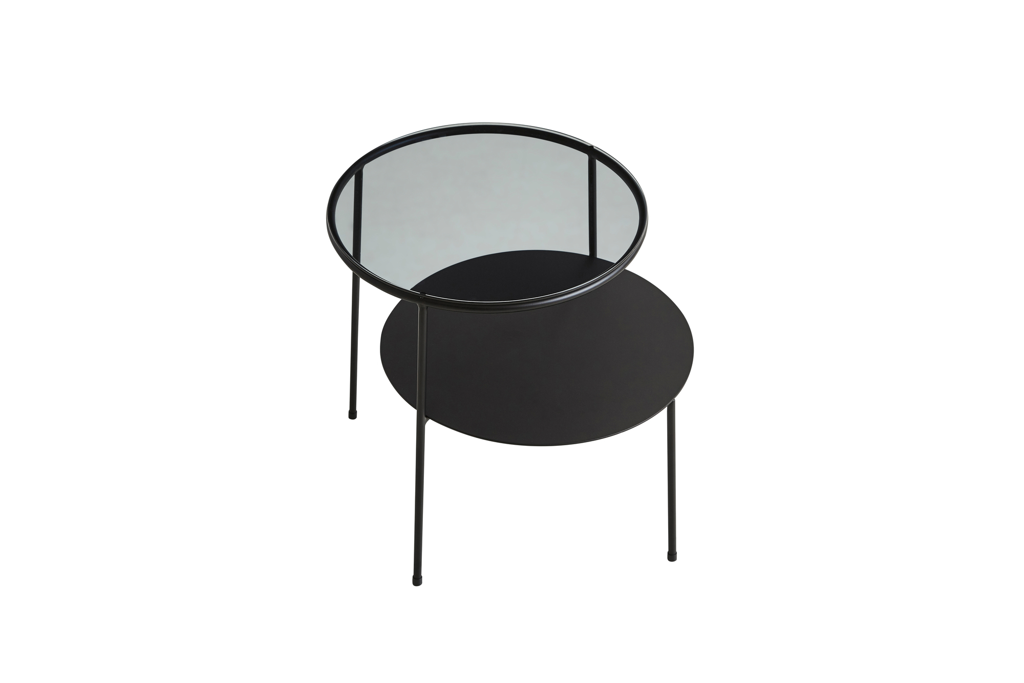 Duo Beistelltisch Schwarz mit Dunklem Rauchglas Woud