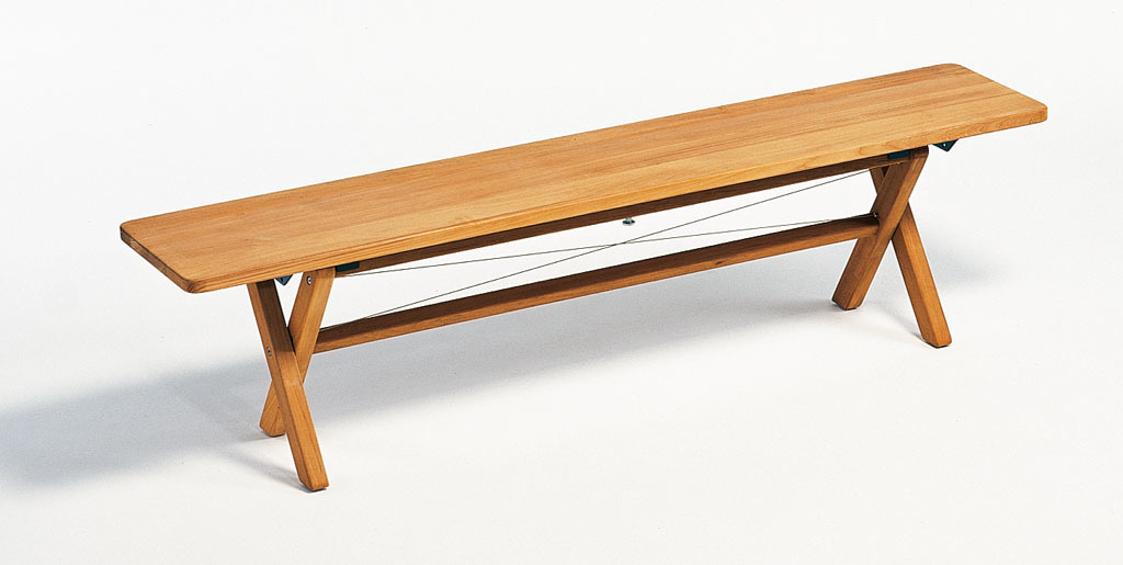 Weishäupl Cross Bank klappbar, 140 cm breit, Holzbank mit Rückenlehne für Garten und Terrasse.