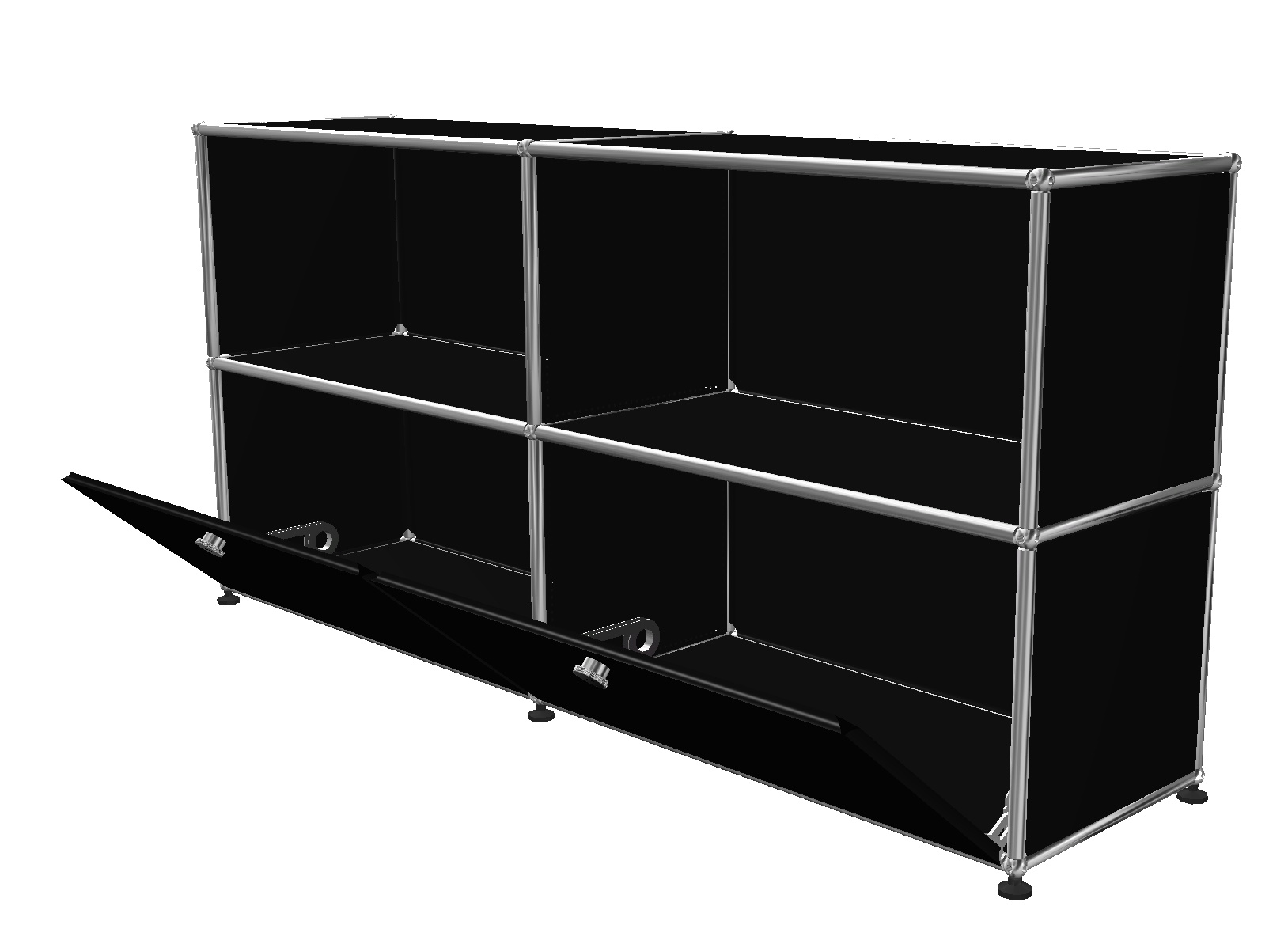 USM Haller Sideboard 2 Offen / 2 Klappen Graphitschwarz - FAST DELIVERY
