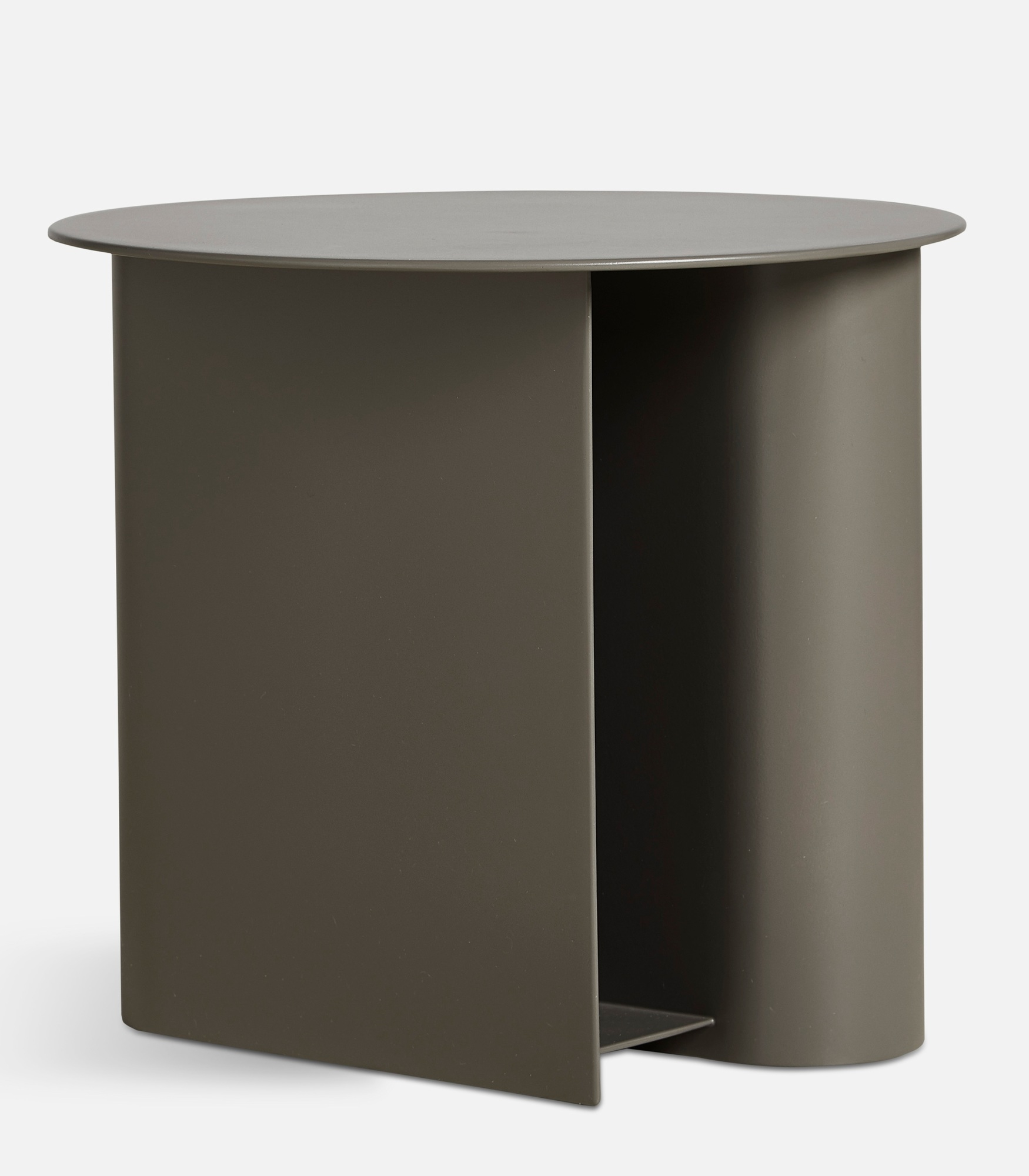 Sentrum Beistelltisch in Taupe von Woud: Moderner, minimalistischer Metalltisch für Wohnzimmer und Schlafzimmer.