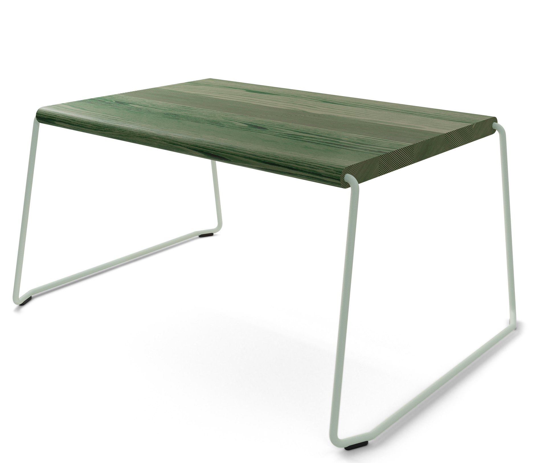 D:009 Couchtisch Waldgrün mit hellem Metallgestell. Moderner Beistelltisch für Wohnzimmer und Lounge.