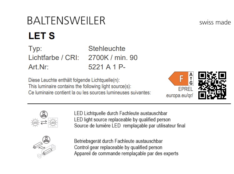 LET S Stehleuchte Baltensweiler