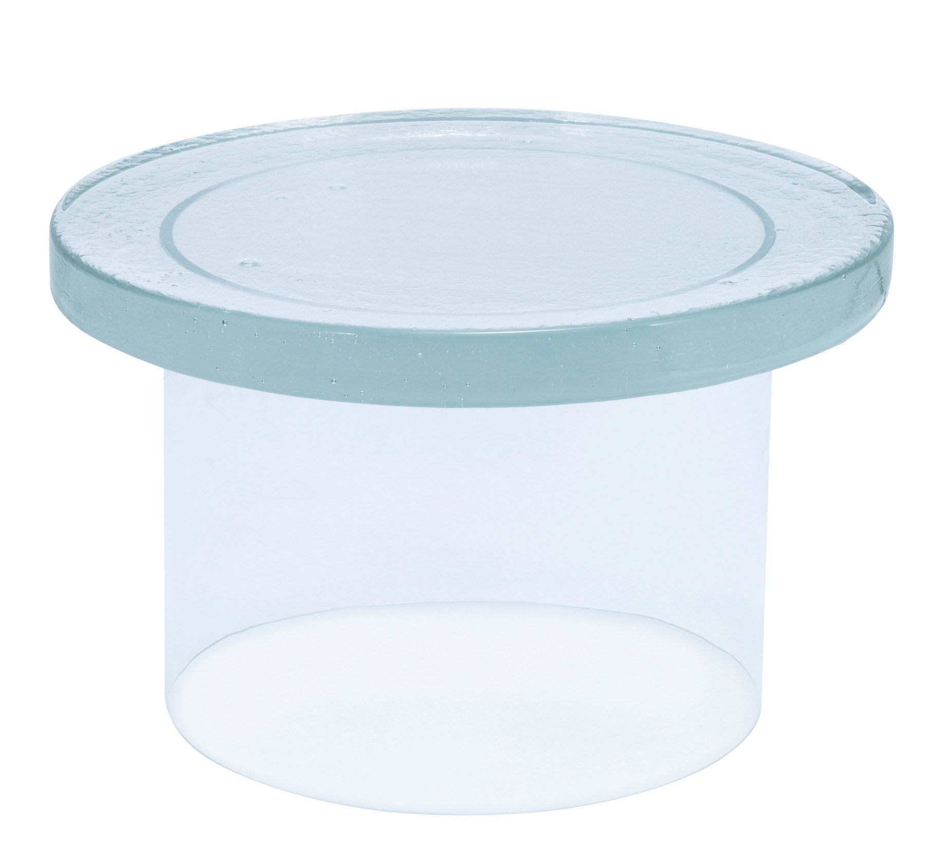 Alwa Couchtisch: Runder, transparenter Beistelltisch aus Glas, ideal für moderne Wohnzimmer.