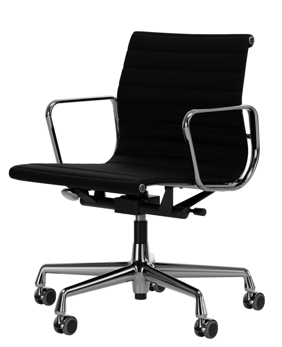 Aluminium Chair EA 118 / EA118 Stuhl Leder Premium Nero Vitra