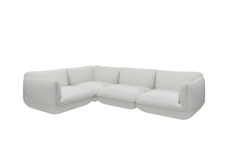 Helles, modulares Jalis Sofa von Cor, hellgrau, Stoffbezug, modernes Ecksofa für Wohnzimmer.
