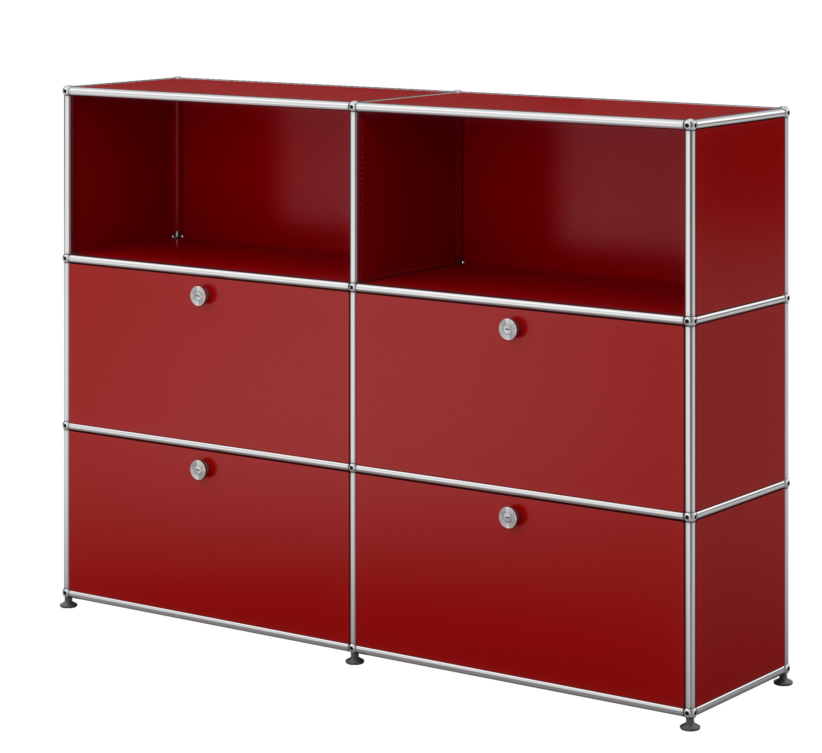USM Haller Highboard 4 Klappen / 2 Offen Rubinrot