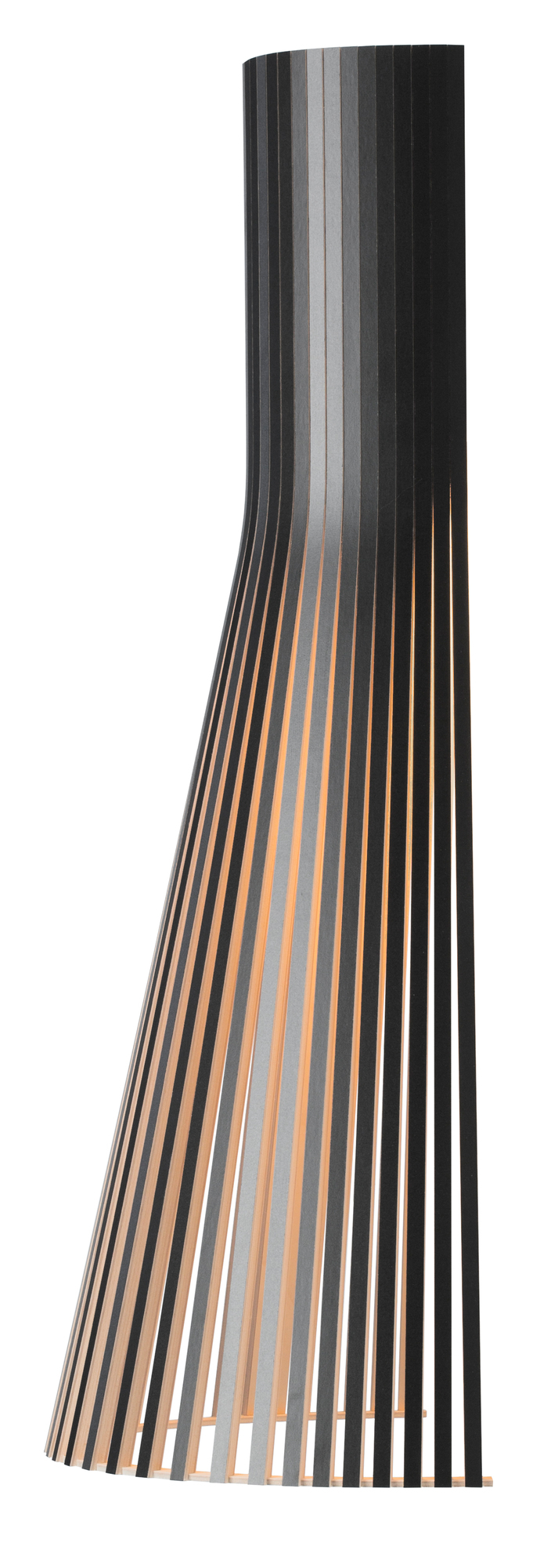 Secto 4230 Wandleuchte in Schwarz: Moderne Designleuchte aus Holzlamellen für indirektes Licht.