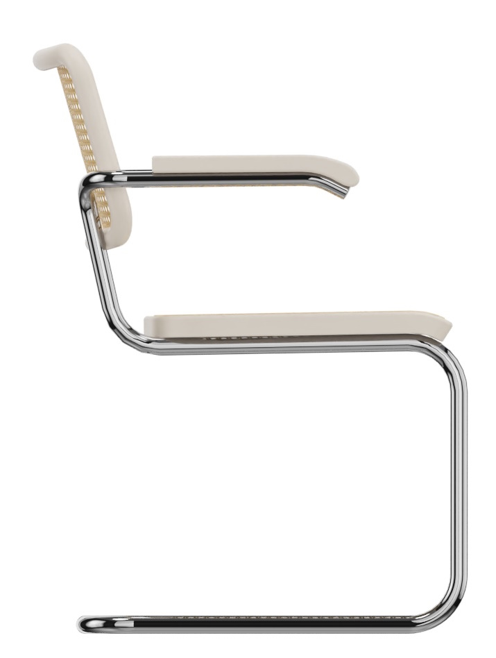 S 64 V Stahlrohr Klassiker Freischwinger CHROM / BUCHE WEISS LASIERT Thonet EINZELSTÜCK