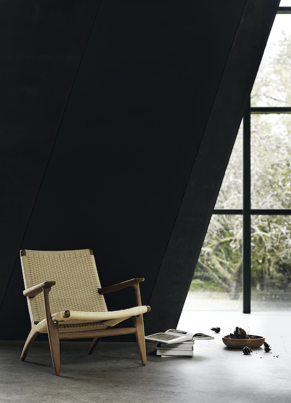 CH25 Lounge Sessel Eiche Schwarz Natur Geflecht Carl Hansen & Søn