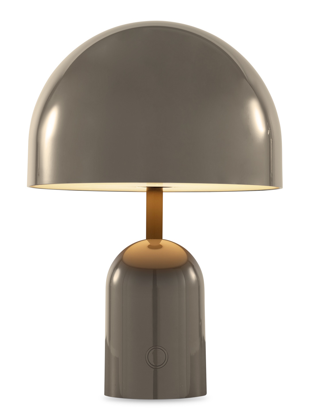 Bell Portable LED Tischleuchte von Tom Dixon in Taupe, kabellose Akkuleuchte für den Innenbereich.