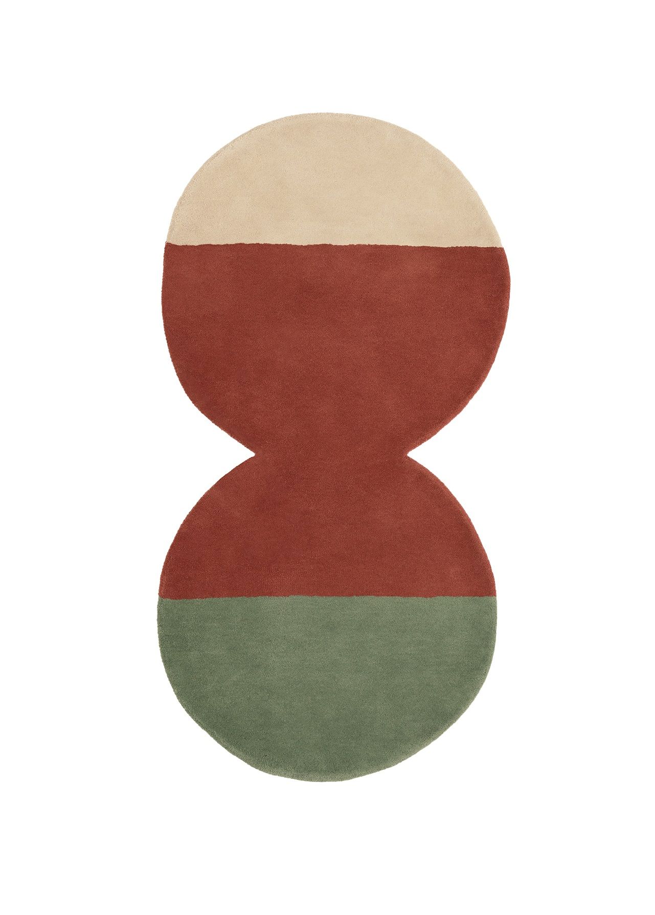 Nanimarquina Teppich Pearls Runner: Moderner Designer Teppich mit abstrakten Formen in Beige, Rot und Grün.