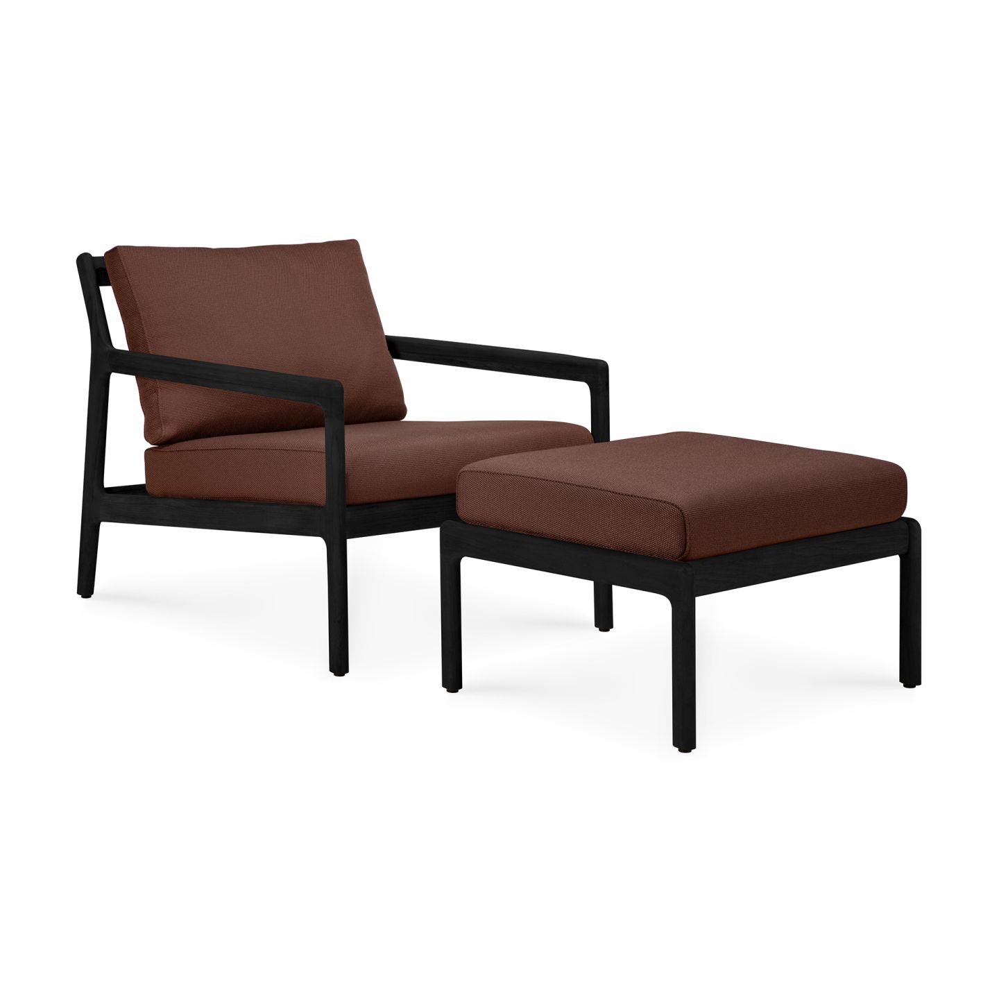 Jack Outdoor Polsterhocker Teak Schwarz Burgundy Ethnicraft
