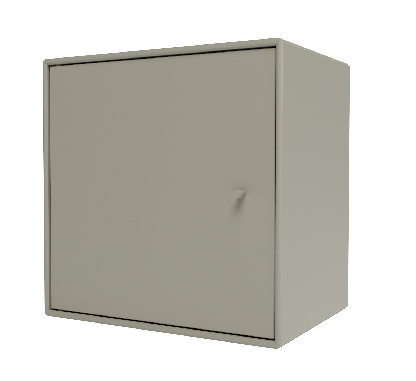 Graues Montana Mini Modul mit Tür, kleines Regal zur Wandmontage oder als Nachttisch.