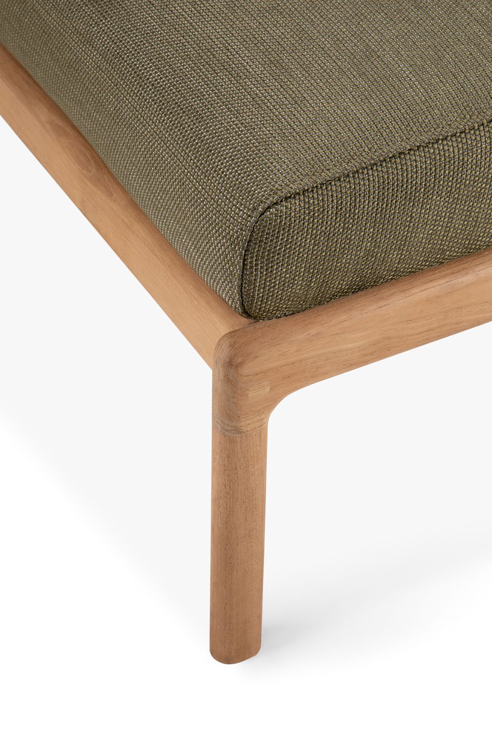 Jack Outdoor Polsterhocker Teak grüner Stoff Ethnicraft