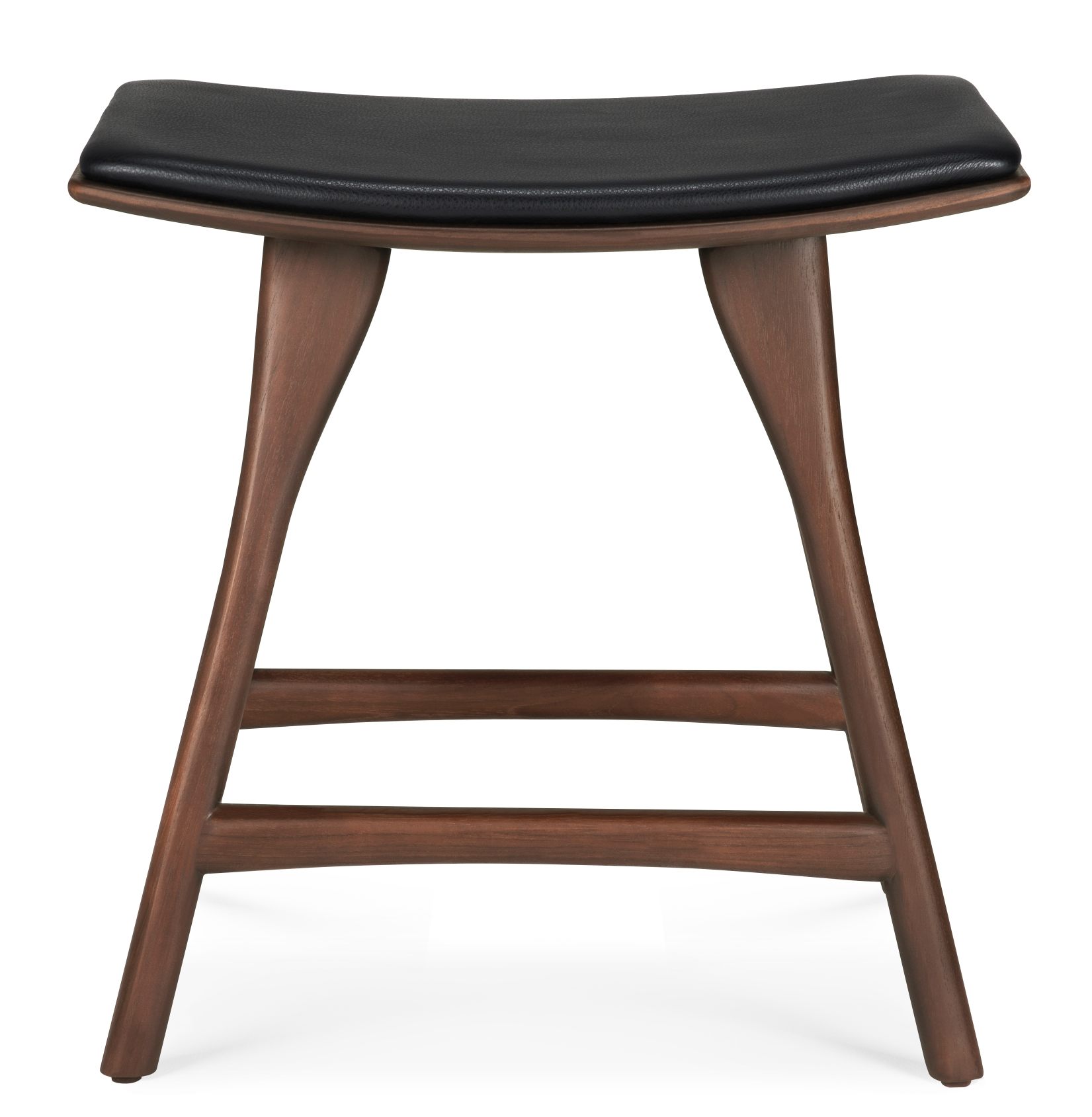 Osso Hocker mit schwarzem Lederpolster von Ethnicraft: Moderner Holzhocker für Esszimmer und Wohnbereich.