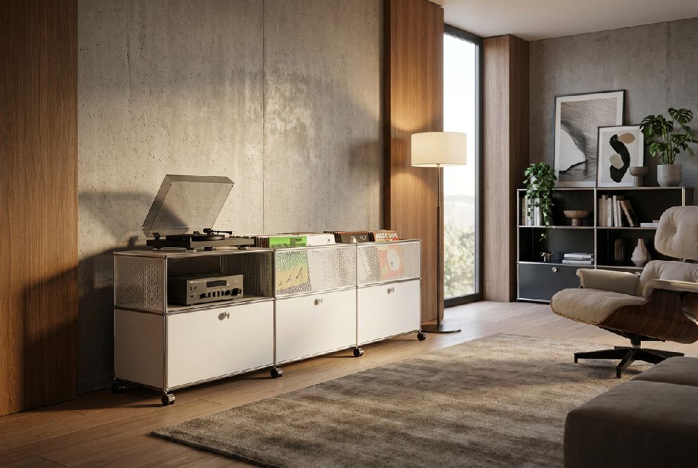 Sideboard mit Vinyl-Aufbewahrung USM Haller