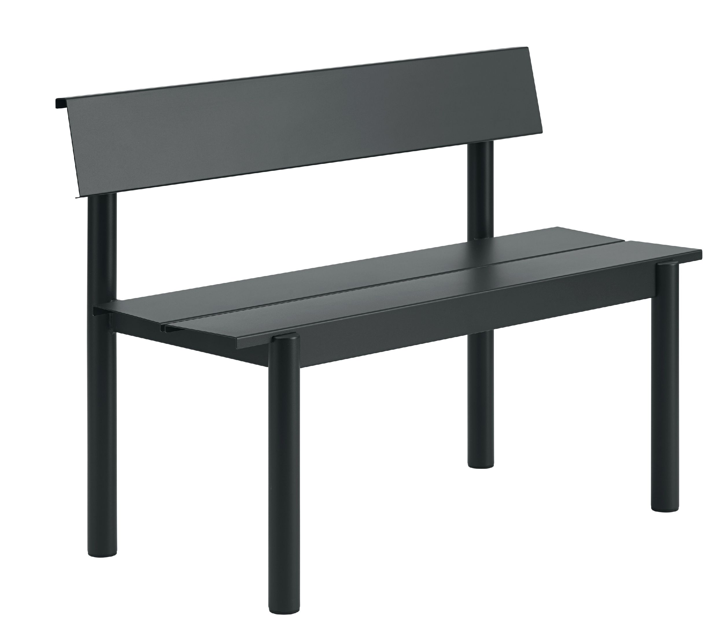 Linear Steel Bench Outdoor Bank mit Rückenlehne 110x34 cm Muuto 
