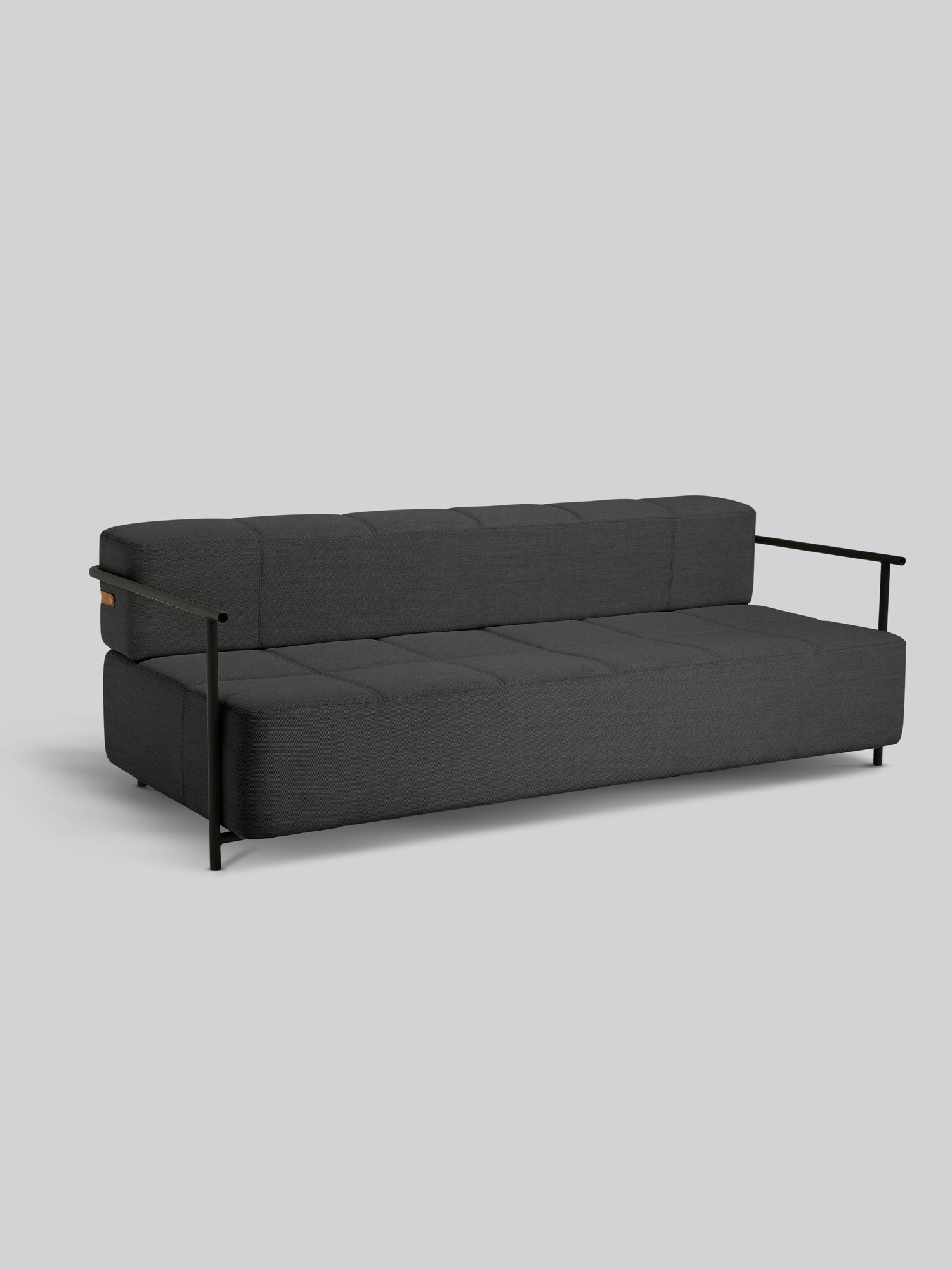 Daybe Schlafsofa dunkelgrau mit Armlehnen: Moderne Schlafcouch für Wohnzimmer und Gästezimmer.