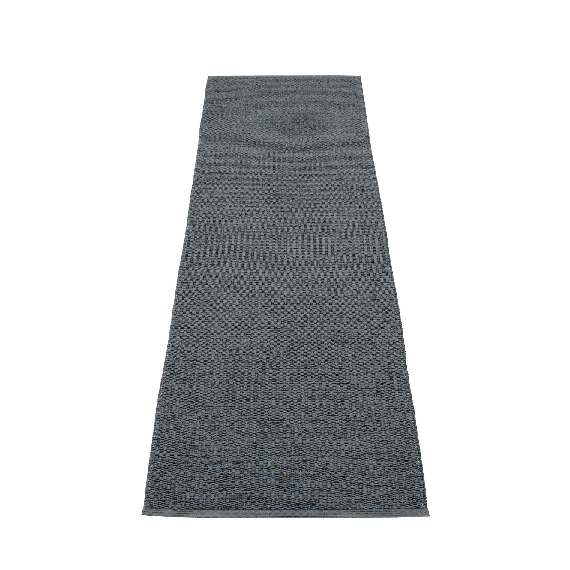 Svea Kunststoffteppich in Granit, 70x240 cm. Grauer, gewebter Teppich für Innen und Außen.