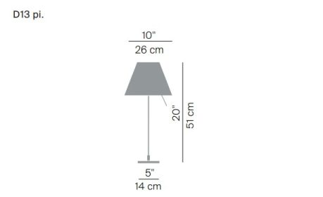 D13 Costanzina LED Tischleuchte Komplettversion Aluminiumgestell und weißer Lampenschirm Luceplan