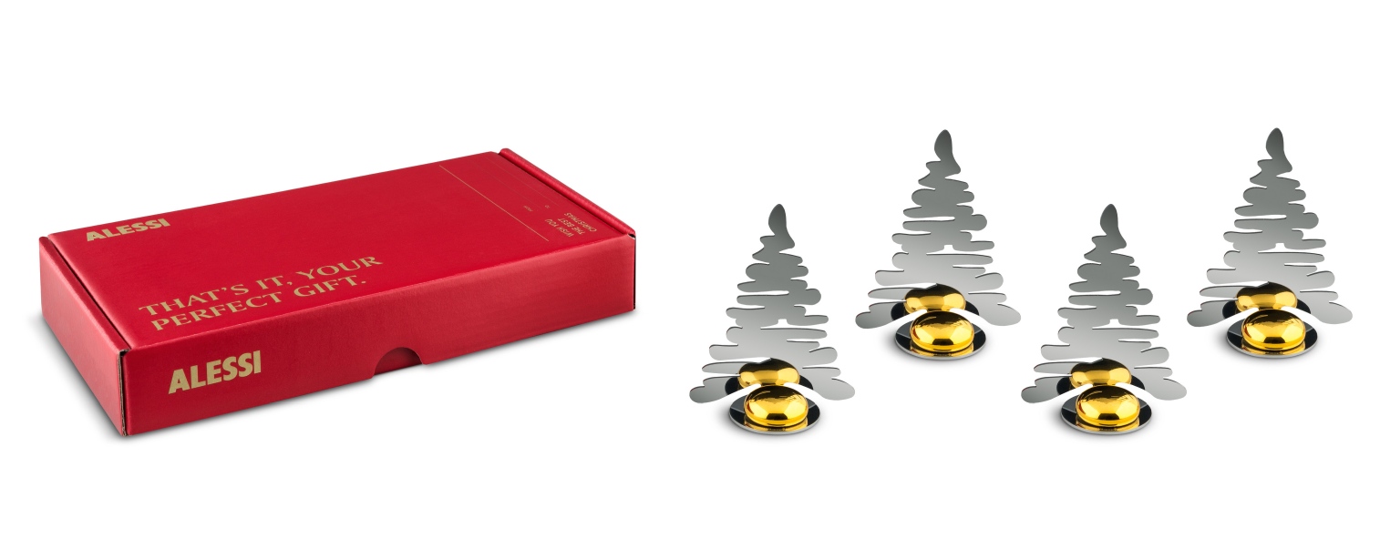 Bark Tischkartenhalter mit Magnetkugeln BM15S4 4-er Set Alessi EINZELSTÜCK