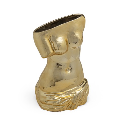 Goldene Milo Vase von Seletti in Form einer weiblichen Büste, moderne Dekoration.