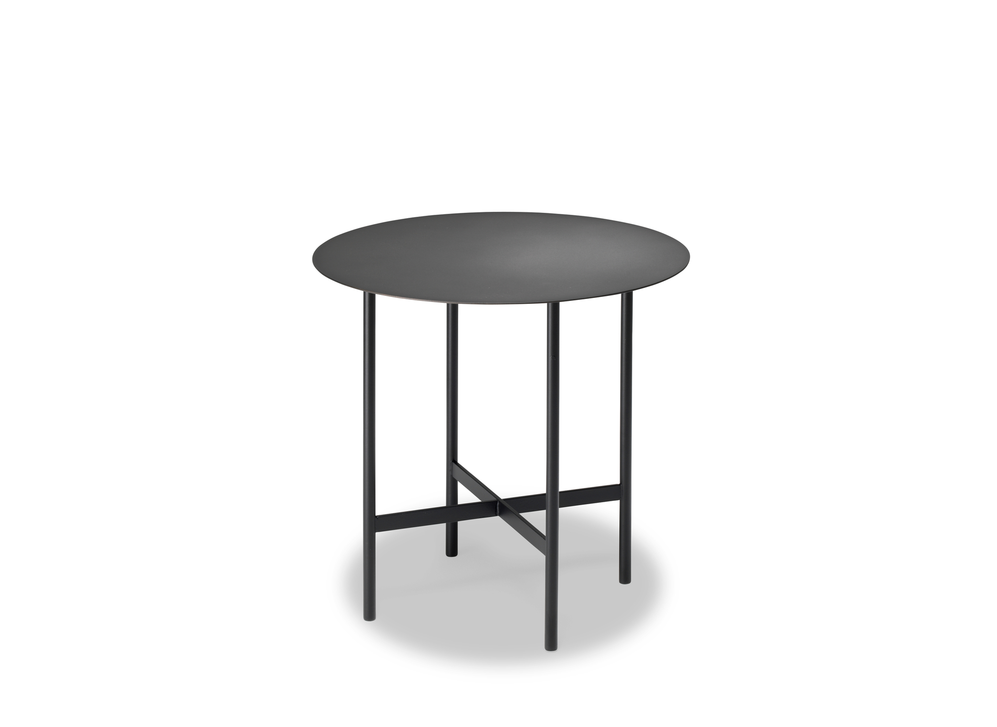 BETA Beistelltisch von Müller Möbelfabrikation, klein, rund, rauchfarben matt, modernes Design.