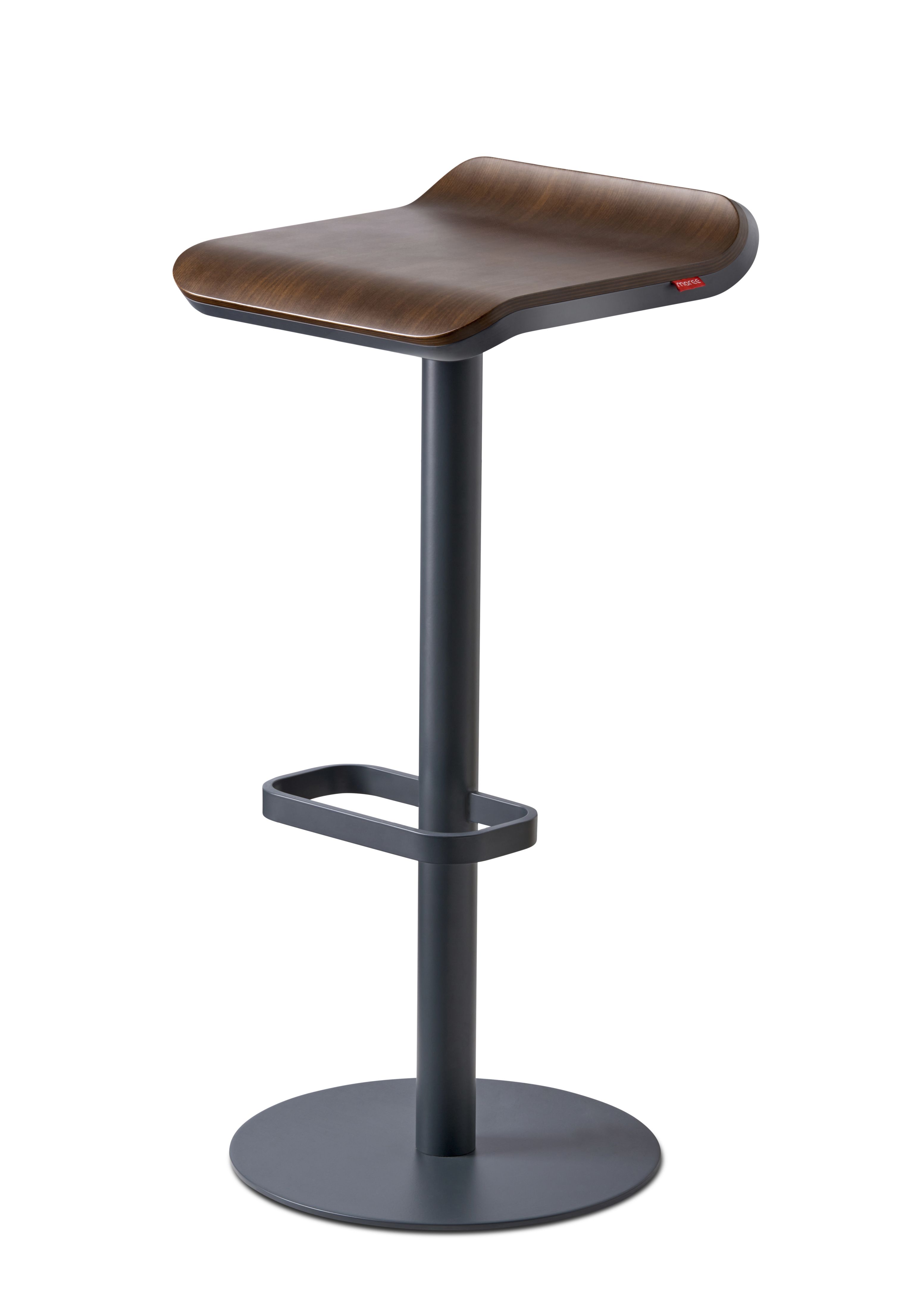 Moree ED Barhocker in Anthrazit und Walnuss, moderner Hocker mit Fußstütze für Küche und Bar.